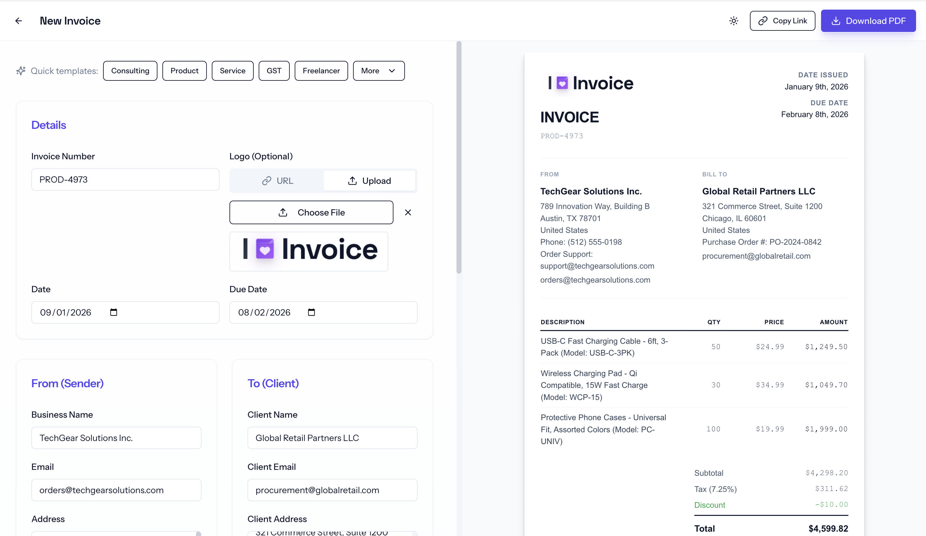 Free Invoice Generator - Create PDF Invoices Online | ILuvInvoice